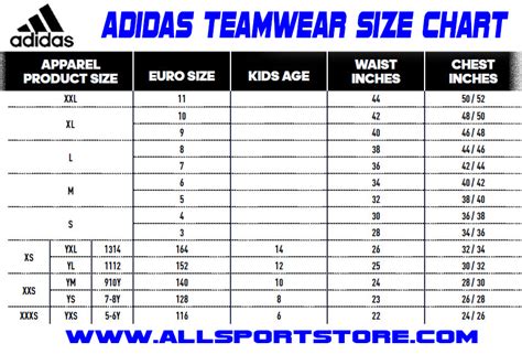 adidas youth medium size chart